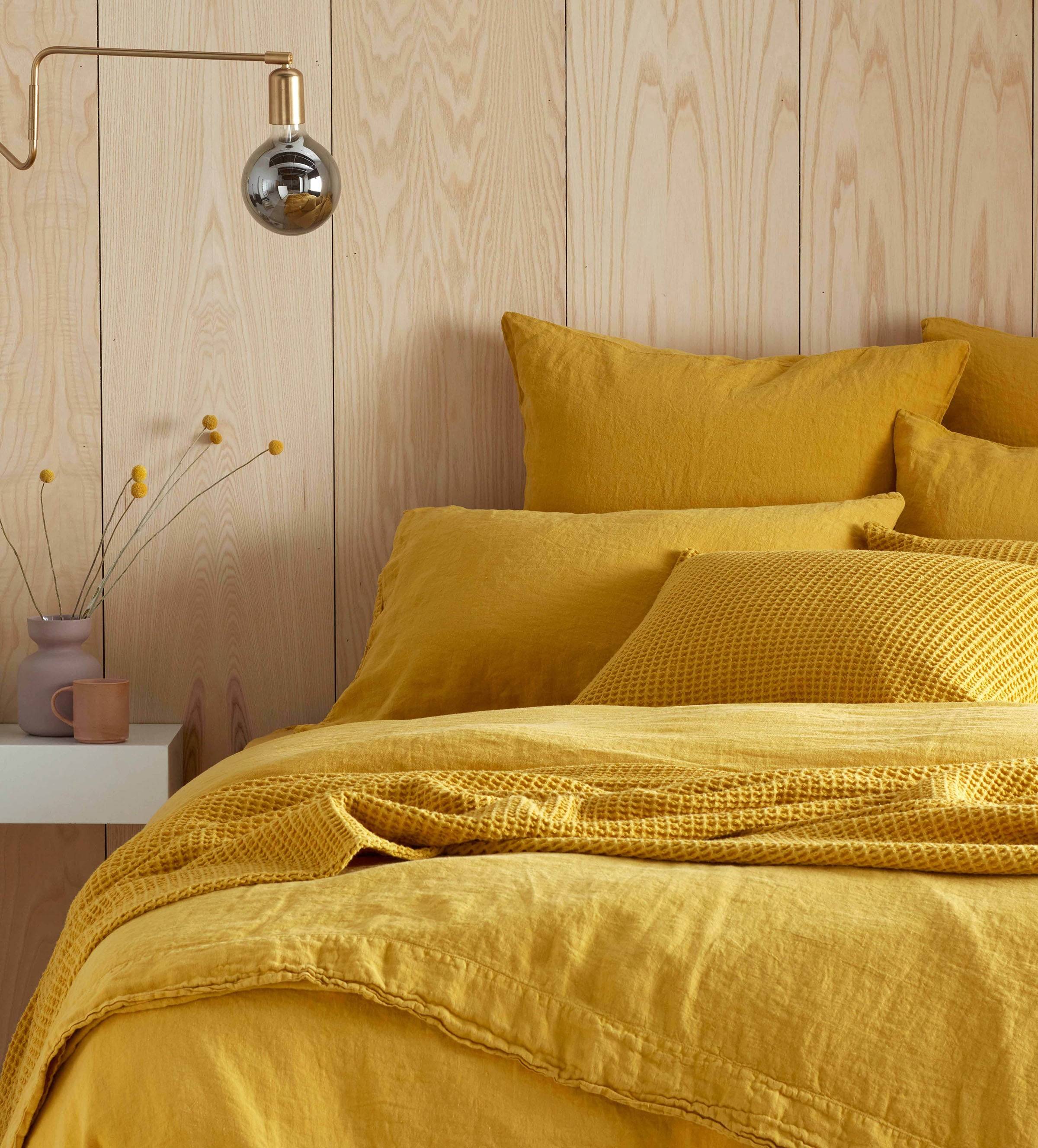 Mustard Yellow 100 Linen Housewife Pillowcase