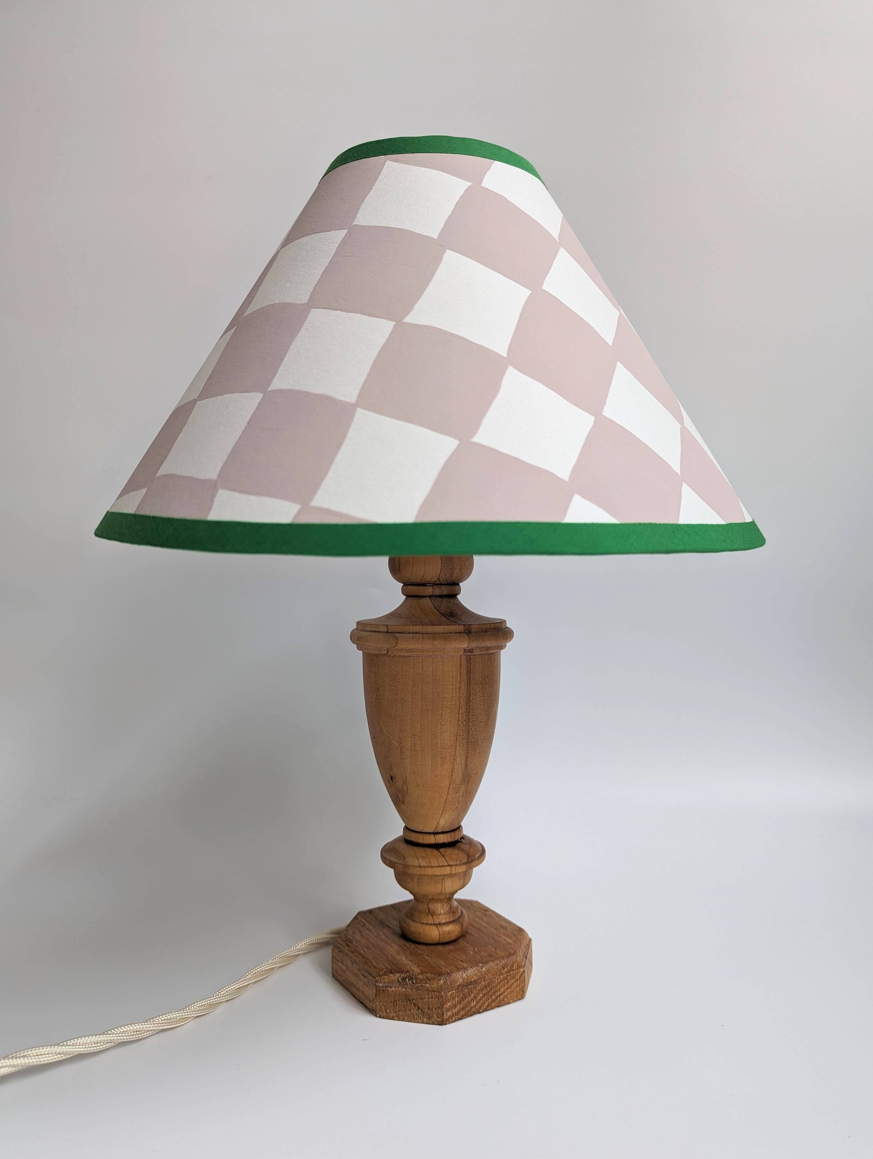 green gingham lamp