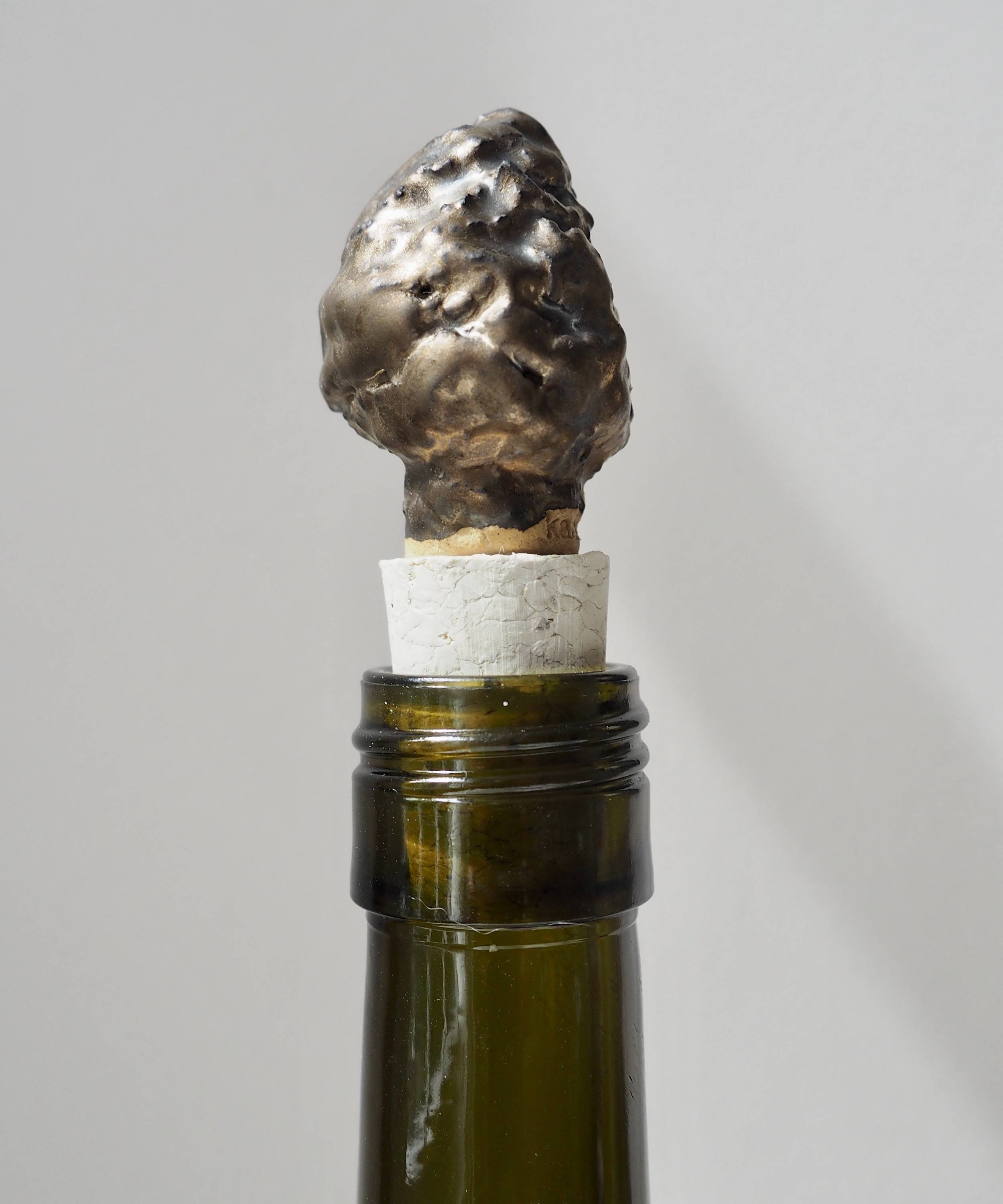 Gold ceramic and cork wine bottle stopper - Glassette