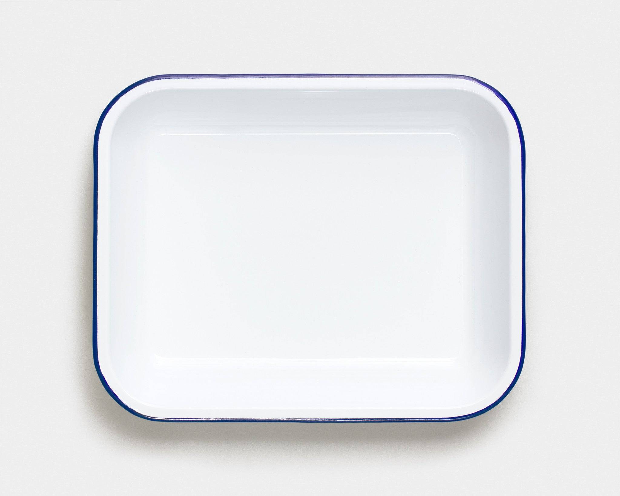 Bake Tray Set White with Blue rim Glassette
